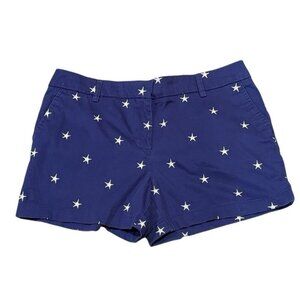 British Khaki Americana Mid Rise Blue Embroidered Stars Shorts Womens size 12